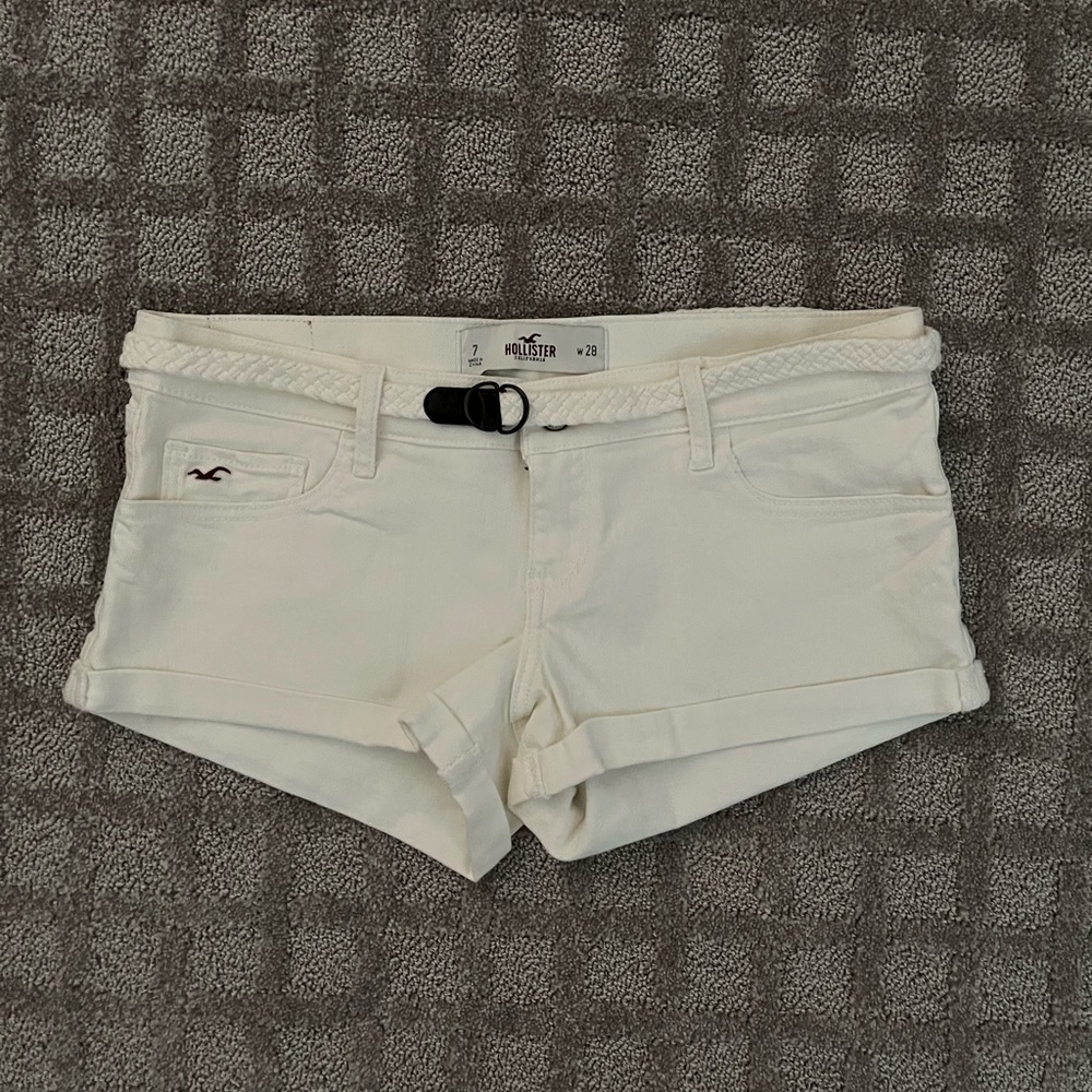 Hollister White Jean Low Rise Shorts Classic Denim Style